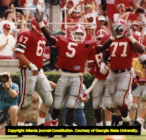 Georgia Bulldogs' Garrison Hearst celebrating against LSU, 1991