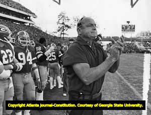 Defensive Coordinator Erk Russell with the Georgia Bulldogs during a home game, 1981