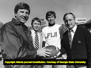 Coaches Vince Dooley and Bill Curry before the game, circa 1980s