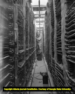 Wiring room for the airport radar system, 1961