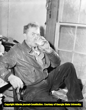 Former pitcher of the Brooklyn Dodgers Nap Rucker in his home, circa 1950s
