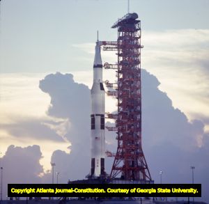 Apollo 17 on the launch pad a month before takeoff, 1972