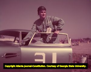 Sports car driver before the start of the race, 1953