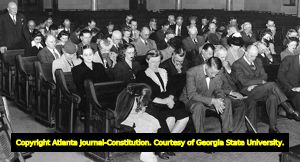 Worshippers pray in thanksgiving on V-E Day, 1945