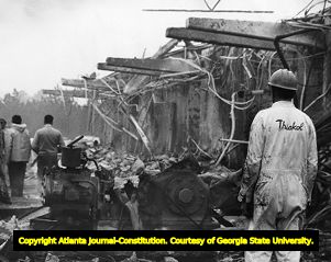 Explosion aftermath at Thiokol Chemical corporation, 1971