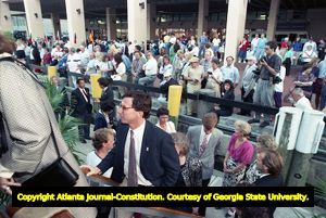 I.O.C. members board the Forbes yacht in Savannah, 1990