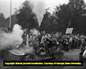 Georgia Tech homecoming "hillbilly" parade car, 1949