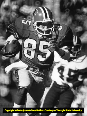 Falcons' Alfred Jackson out runs the Redskins defense, 1980