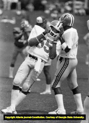 Atlanta Falcons' Alfred Jackson during practice, circa 1980s