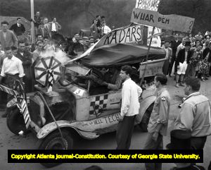 Georgia Tech homecoming "airplane" parade car, 1949