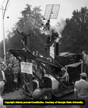 Georgia Tech homecoming "Duke-o-matic" parade car, 1949