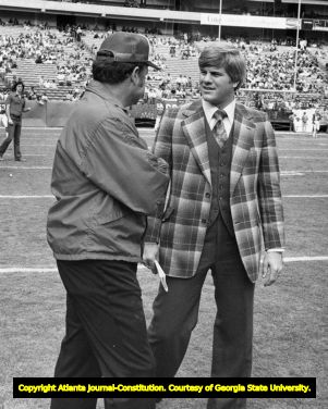 Former Falcons' Harmon Wages as a television sportscaster, circa 1970s