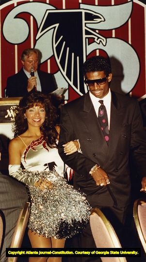 Deion Sanders at the Falcons 25th anniversary luncheon, 1990