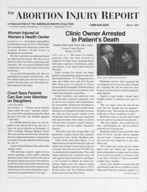 Abortion Injury Report, 1993-03