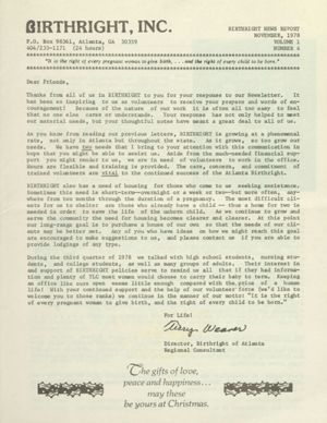 Birthright News Report, 1978-11