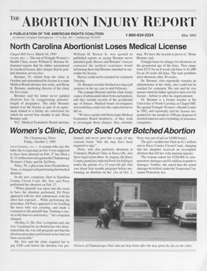 Abortion Injury Report, 1993-05