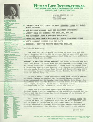 Human Life International: Special Report No. 101, 1993-05