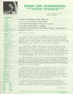 Human Life International: Special Report No. 62, circa 1989