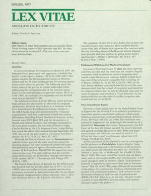 Lex Vitae, 1987, spring