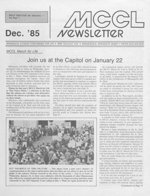 MCCL Newsletter, 1985-12