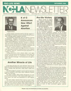 NCHLA Newsletter, 1986-09