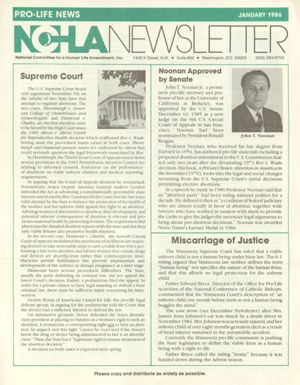 NCHLA Newsletter, 1986-01