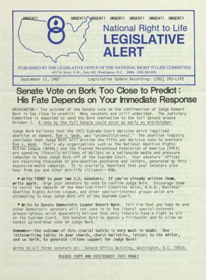 National Right to Life Legislative Alert, 1987-09-17