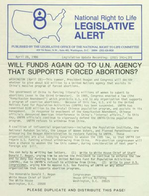 National Right to Life Legislative Alert, 1986-04-28