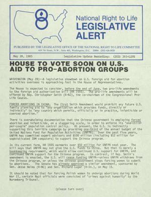 National Right to Life Legislative Alert, 1985-05-28