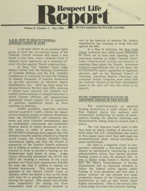Respect Life Report, 1986-05