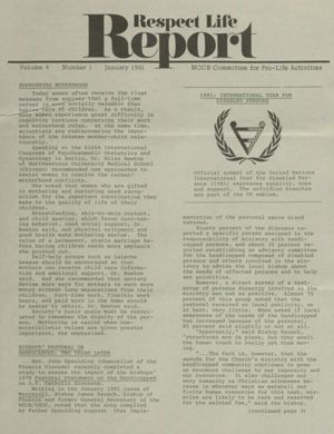 Respect Life Report, 1981-01