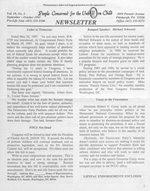 People Concerned for the Unborn Child Newsletter, 1992-09/1992-10