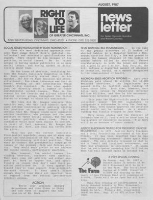 Right to Life Newsletter, 1987-08