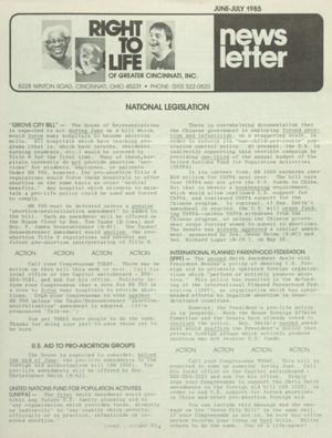 Right to Life Newsletter, 1985-06