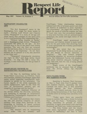 Respect Life Report, 1987-05