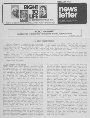 Right to Life Newsletter, 1988-02