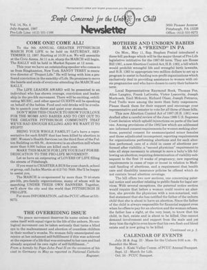 People Concerned for the Unborn Child Newsletter, 1987-07/1987-08