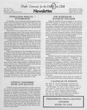 People Concerned for the Unborn Child Newsletter, 1988-09/1988-10