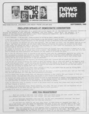 Right to Life Newsletter, 1980-09