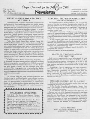 People Concerned for the Unborn Child Newsletter, 1988-03/1988-04