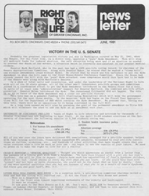 Right to Life Newsletter, 1981-06