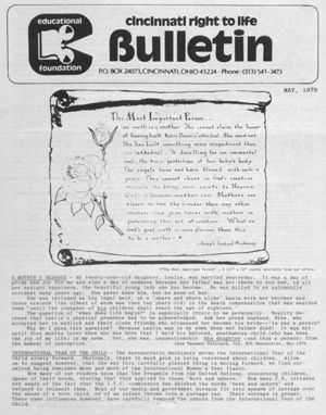 Cincinnati Right to Life Bulletin, 1979-05