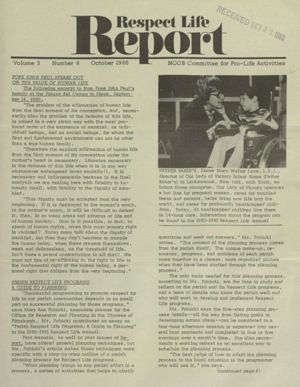 Respect Life Report, 1980-10
