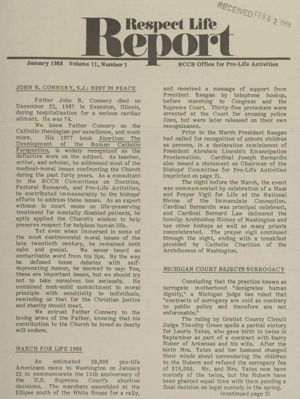 Respect Life Report, 1988-01