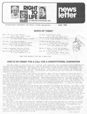 Right to Life Newsletter, 1981-05