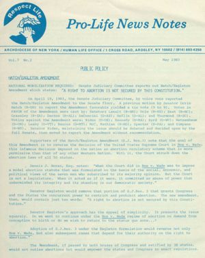 Pro-Life News Notes, 1983-05