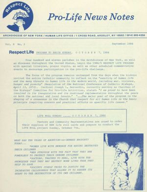 Pro-Life News Notes, 1984-09