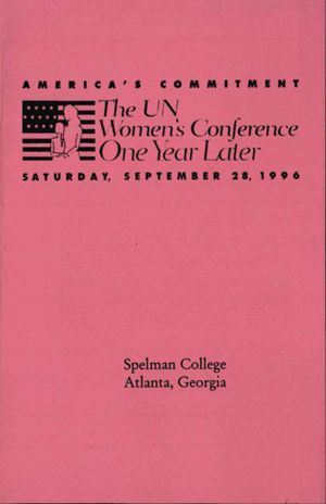 United Nations Women's Conference One Year Later, conference at Spelman College, Atlanta, GA: program, September 28, 1996