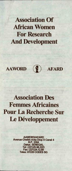 Association of African Women for Research and Development pamphlet, circa 1990s