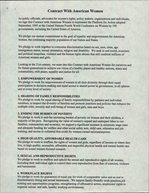 Women's Environment and Development Organization (WEDO): Contract with American Women, 1996